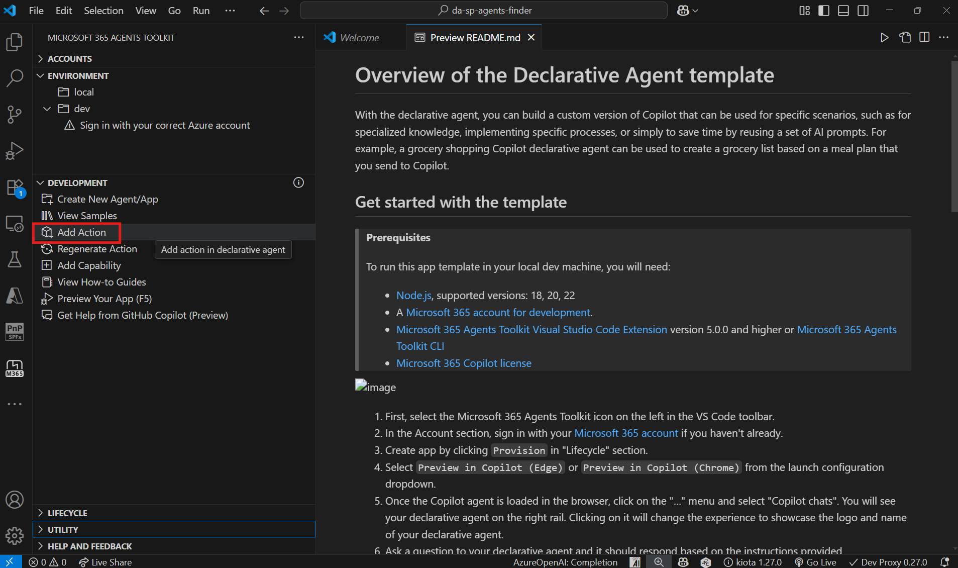 Import the plugin with Microsoft 365 Agents Toolkit
